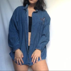 Jean Button Up Shirt Casual Dress Shirt XL